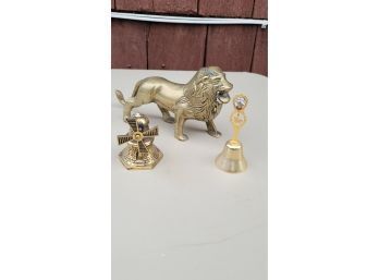 Brass Lion & 2 Bells
