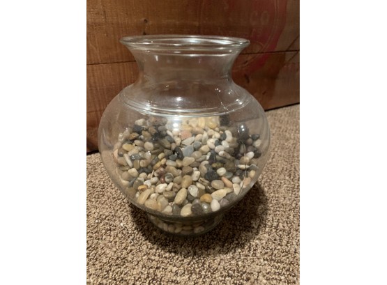 Glass Vase With Rocks-C