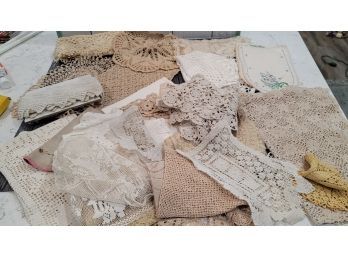 Very Large Doily Lot, Lace, Trimmings Etc
