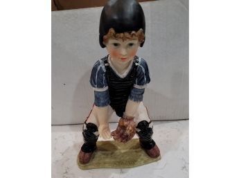 8' Resin Boy Catcher Figurine
