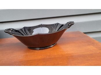 2 Handled Black Depression Glass Bowl