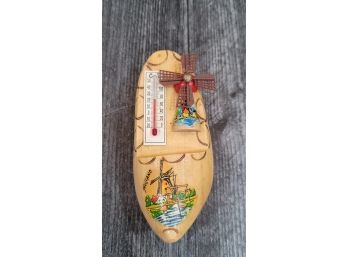 5' Wooden Shoe Thermometer Wall Hanging