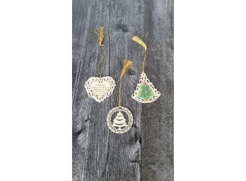 3 Lenox Ornaments- Footprints,  2 Trees