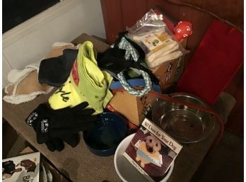 2nd Dog Lot. Coats,toys,toy Box. Dishes & More
