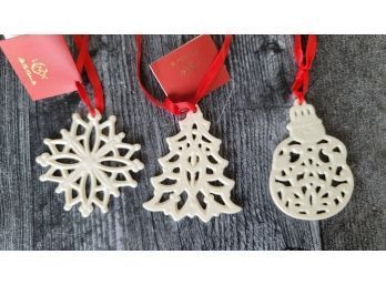 3 Lenox Ornaments- Snowflake,  Tree, Snowman
