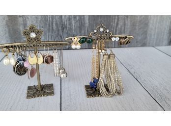 2 Earring Stands With Earrings