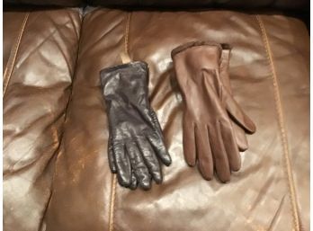 Ladies Leather Gloves. Brown & Black
