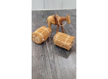Wooden Donkey And Straw Bales