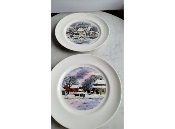 2 Plates Currier & Ives Reproductions