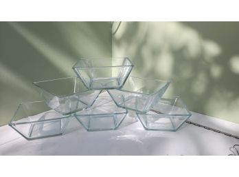 6 - 5.5' Square Glass Bowls - 1 Has Small Rim Chip