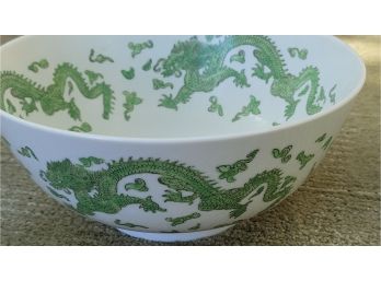Green And White Japanese Bowl Decorated In Hong Kong Made For B. Altman Stores - 10' X 4.5'