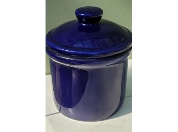 Cobalt Blue Ceramic Covered Jar