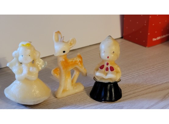 3 Mini Gurley Christmas Candles - Deer Has Missing Leg