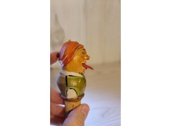 Wooden Bottle Topper- Sticks Tongue Out