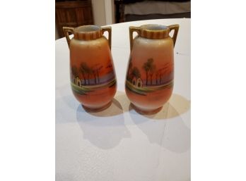 Pair Of Mini Nippon Vases