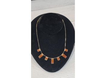 16' Silver & Amber Necklace