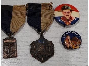 1940s Camp Ha Wa Ya Pins & Vintage Boy Scout Buttons