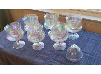 6 Shrimp Cocktail Pearlized Glasses With Extra Cup