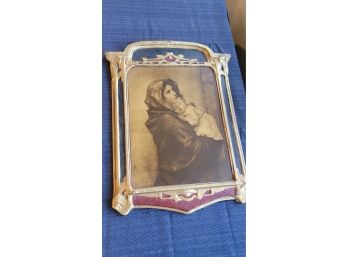 Vintage Religious Picture On Wood / Little Madonna By Feruzzi - Italy