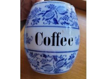 Antique Flowers Blue Coffee Canister