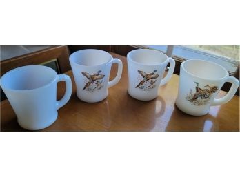 Fire King Pheasant Mugs - Set Of 4 - 1 Missing Picture