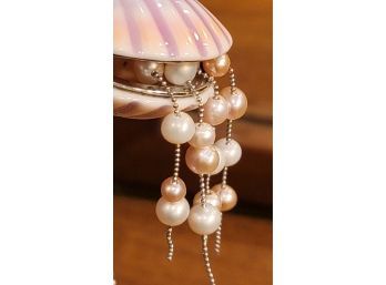 Unusual Shell With Pearls Necklace