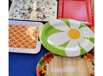 Lot Of Plastic Serving Trays And Platters