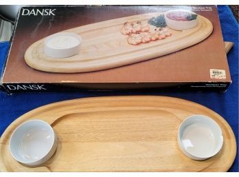 Dansk Wood Tray W/2 Bowls - 1 Chipped - See Pics