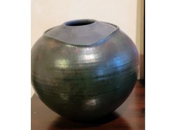 Artist Signed Round Pottery Vase