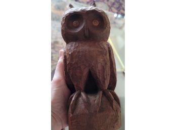 Artist Signed Henry Winter Carved Wooden Owl