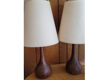 29' Wood Base Lamps - Pair