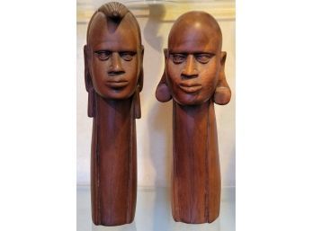 Pair Of African Heads By Artist Kali - 11 X 3