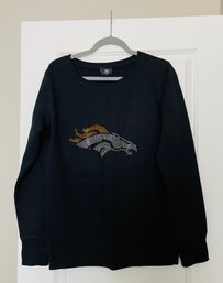 Adorable Studded Sweater With Denver Broncos Logo, Official NFL Team Apparel Size M