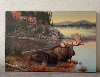Moose Photo On Canvas In Great Condition. Originally Purchased From Bass Pro Shops