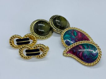 Vintage Multicolor And Gold Tone Earrings