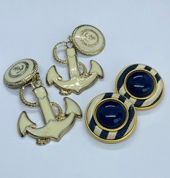 All Aboard! Two Pairs Of Nautical Earrings