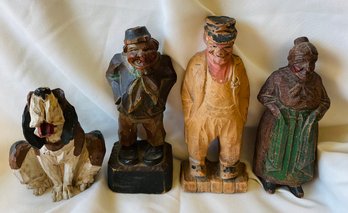 Unique German Hand Carved Wooden Figurines