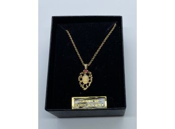 Van Doran Necklace With Genuine Ruby And Opal Pendant