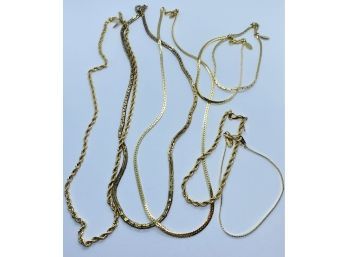 Gold Toned Necklace Chains And Matching Bracelets