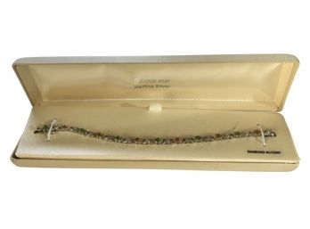 Platinum Over Sterling Silver Tennis Bracelet With Diamond Accent