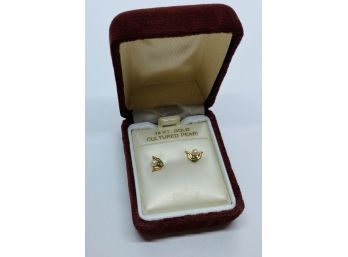 Darling Stud Earrings With 14K Gold Cultured Pearls