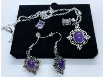Purple Necklace And Earrings Collection