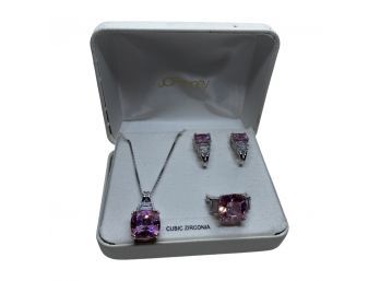 Cubic Zirconia Jewelry Set With Pink Rhinestone, By JCPenney