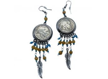 1936 Liberty Buffalo Coins Made Into Earrings With Certificate Of Authenticity