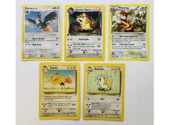 (5 Count) Pokemon Silver Cards. Includes Raticate 60 HP And First Edition French Translation