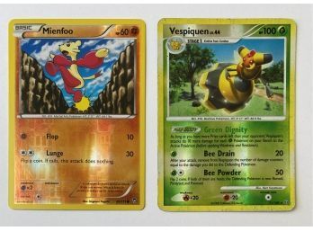 Pokemon Reverse Holo Cards: 2014 Mienfoo 60 HP And 2008 Vespiquen 100 HP