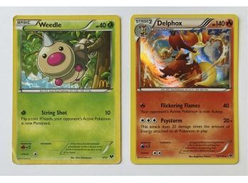Pokemon Holo Cards: 2013 Weedle 40 HP And 2016 Delphox 140 HP