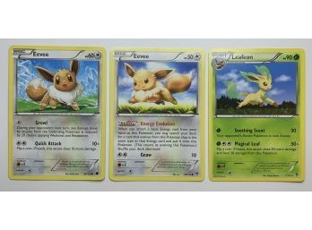3 Count Eevee Cards 2013-14 Pokemon Trading Cards. Includes Stage 1 Leafeon
