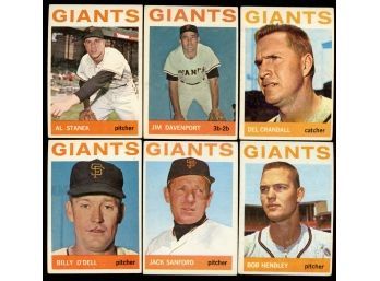 1954 Topps Baseball Lot Of 6 San Francisco Giants