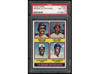 1976 Topps Baseball #590 Rookie Outfielders Cruz / Lemon / Valentine  Whitfield RC PSA 9 NM-MT